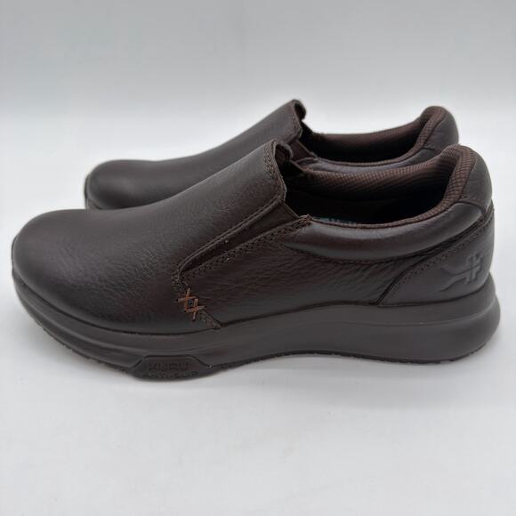 Kuru Kivi Espresso Brown AntiSlip Chef Plantar Fasciitis Leather SlipOn NWOB 8.5